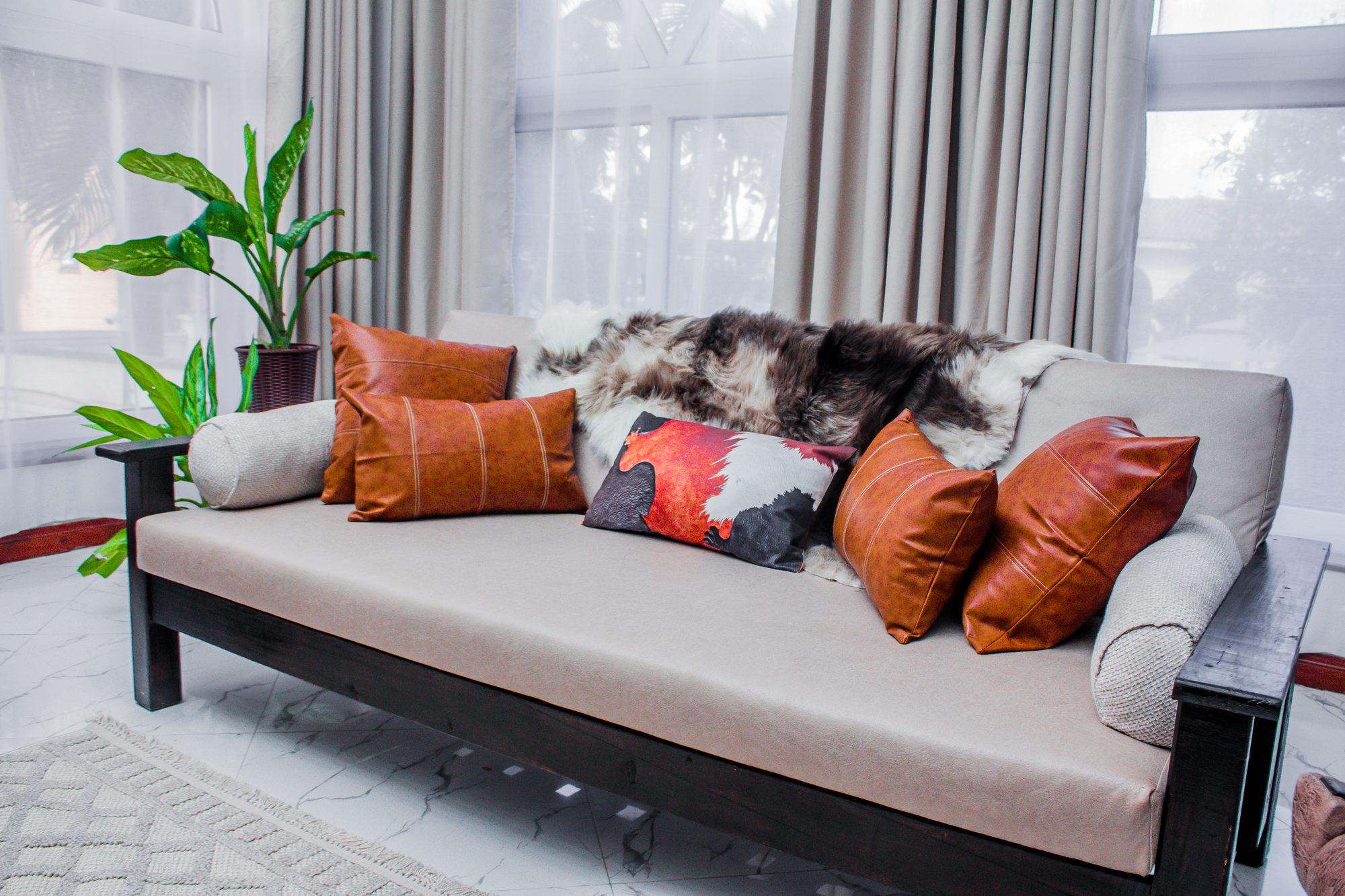 The Hall · sofa and furs