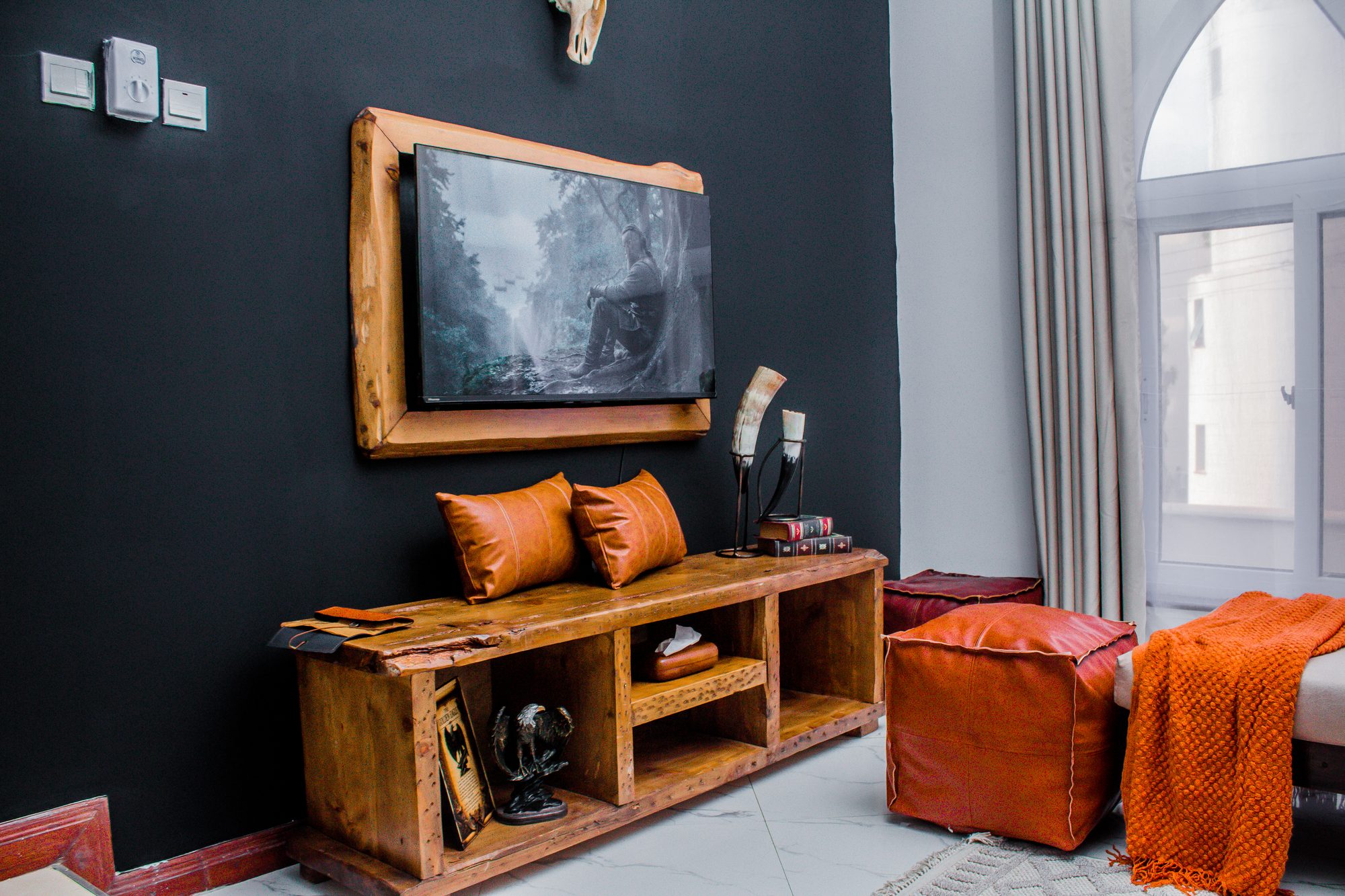The Hall · timber TV console