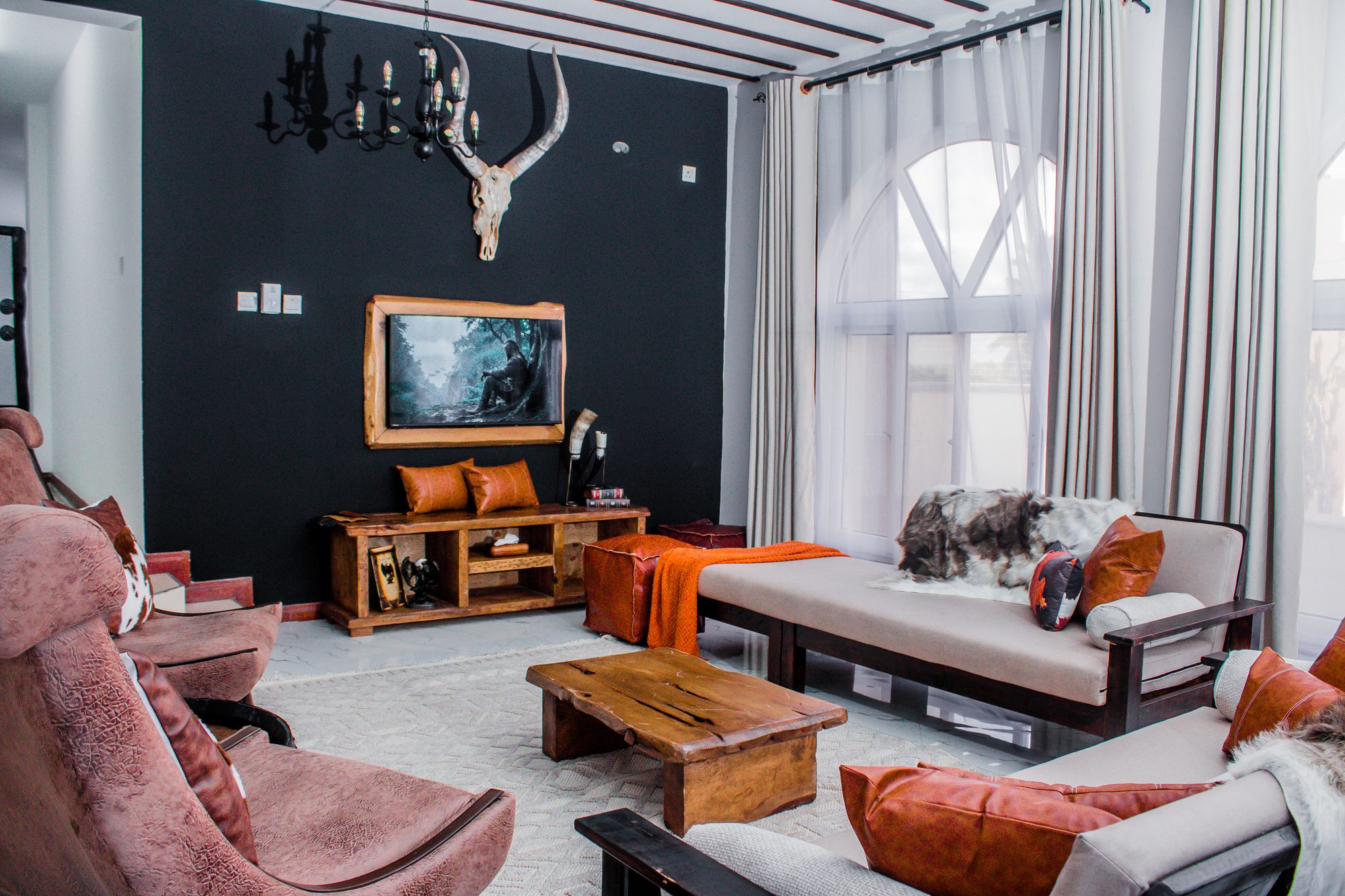 The Hall · black feature wall